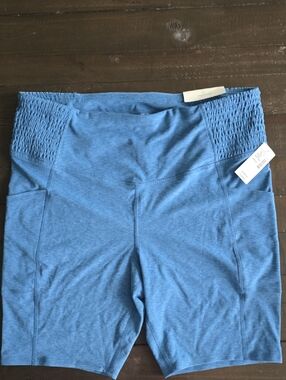 Maurices Heathered Blue Smocked-Waist Bike Shorts